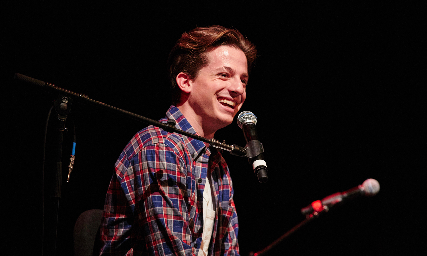 Charlie Puth talks to students