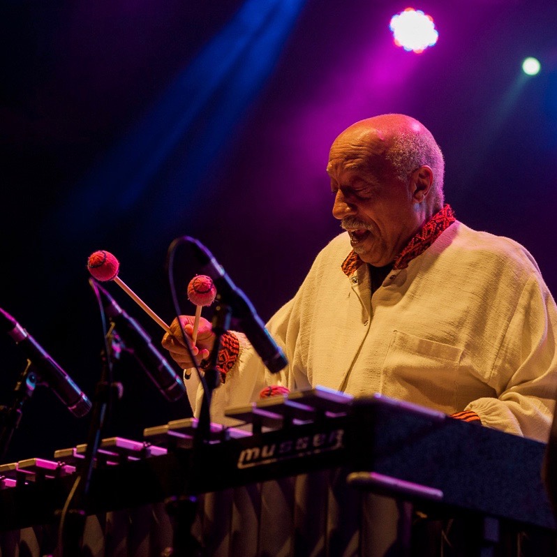 Mulatu Astatke playing the vibraphone