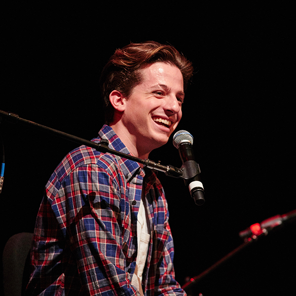 Charlie Puth talks to students